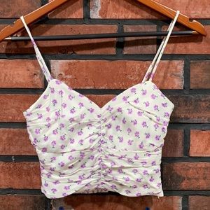 cream and lavender floral zara tank